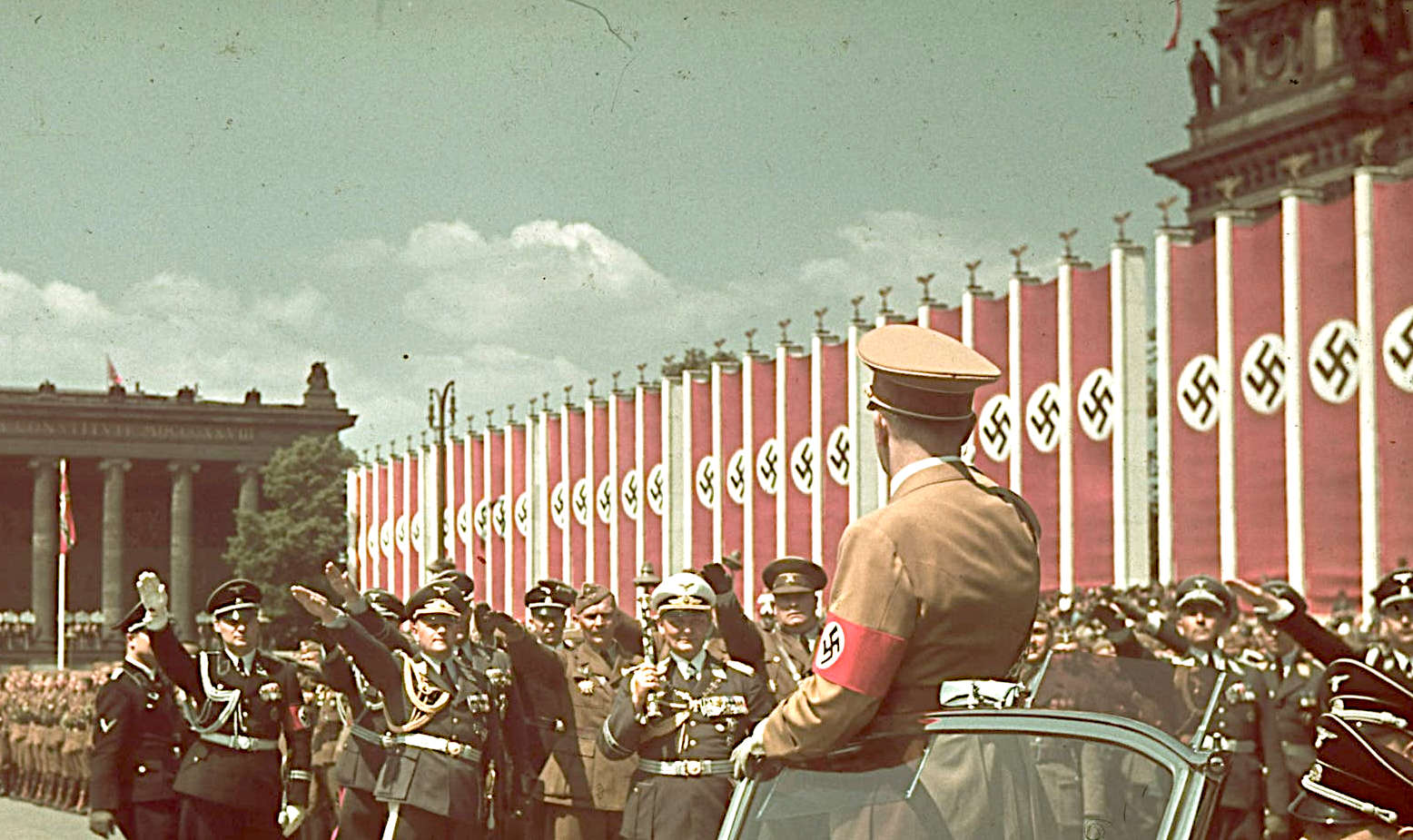 Adolf Hitler salutes at the Condor Legion parade in Nazi Germany